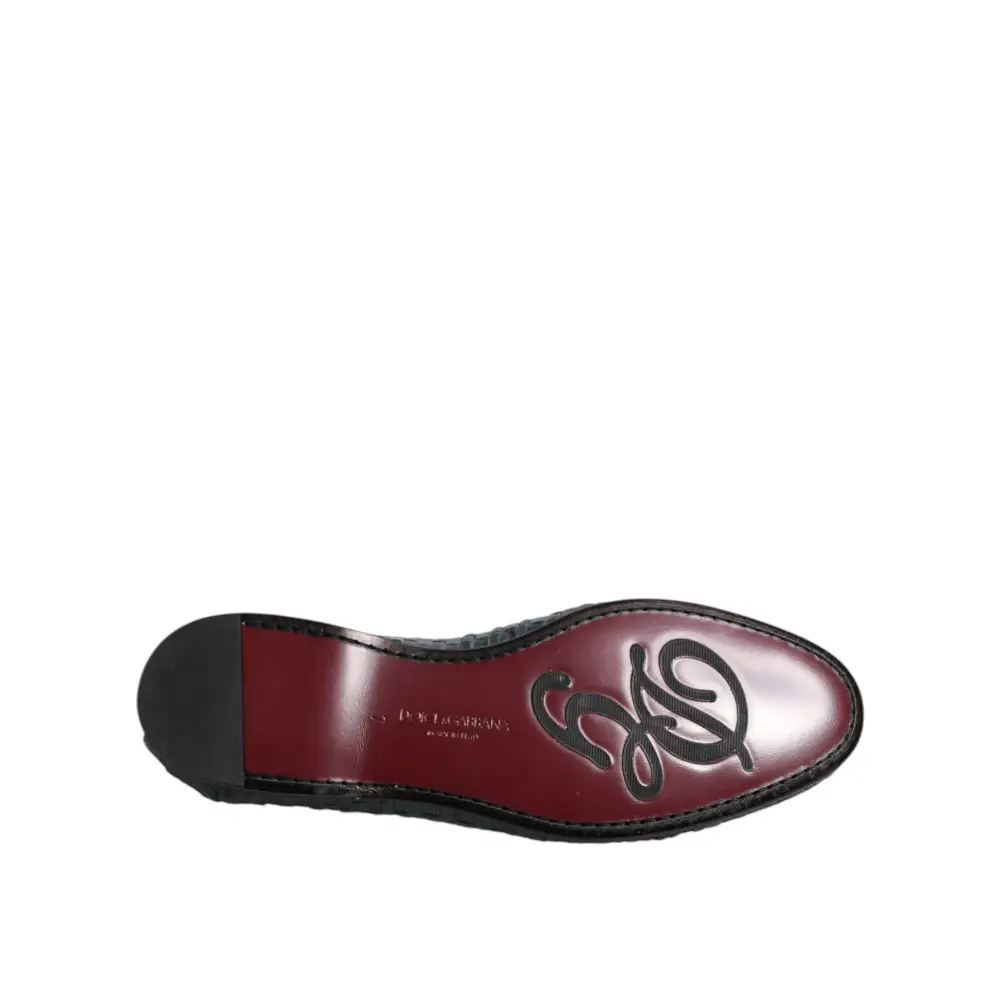 Dolce & Gabbana Blaue gewebte Leder Slipper Schuhe - EU41/US8