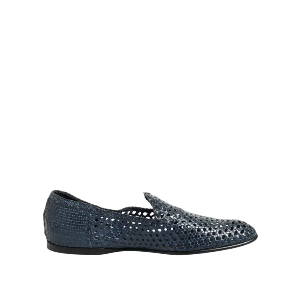 Dolce & Gabbana Blaue gewebte Leder Slipper Schuhe - EU41/US8