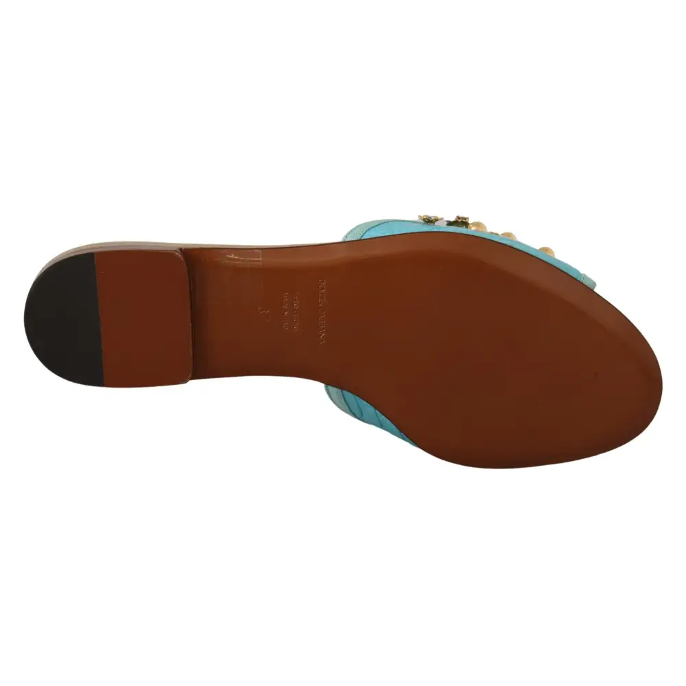 Dolce & Gabbana Blaue Kristall Exotische Leder Blaue Kristall Sandalen