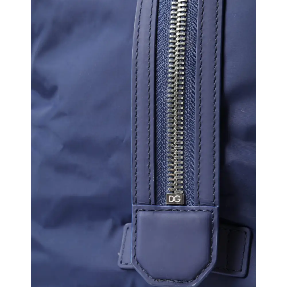 Dolce & Gabbana Blaue Nylon-Kalbsleder Hand-Schulter-Seesack