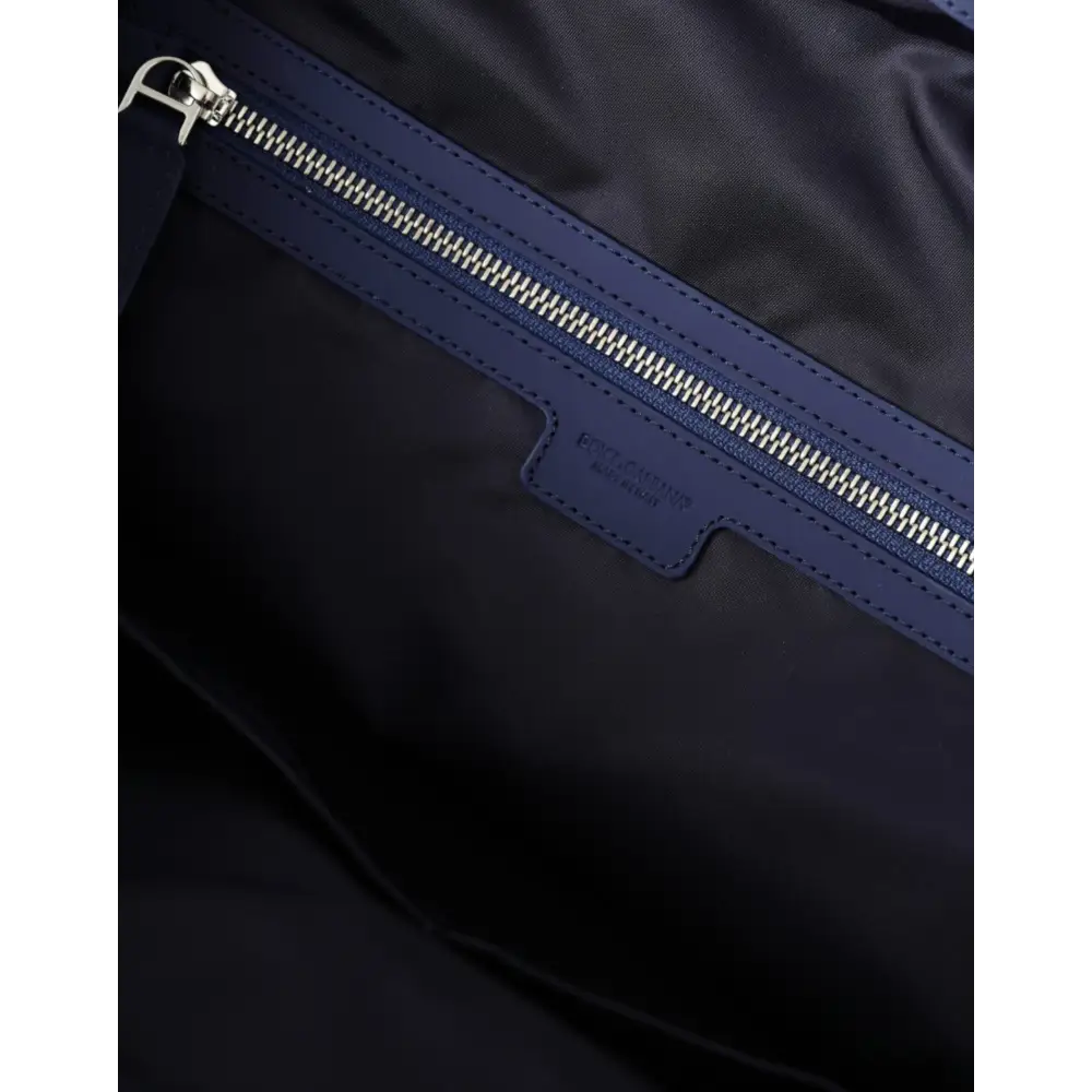 Dolce & Gabbana Blaue Nylon-Kalbsleder Hand-Schulter-Seesack