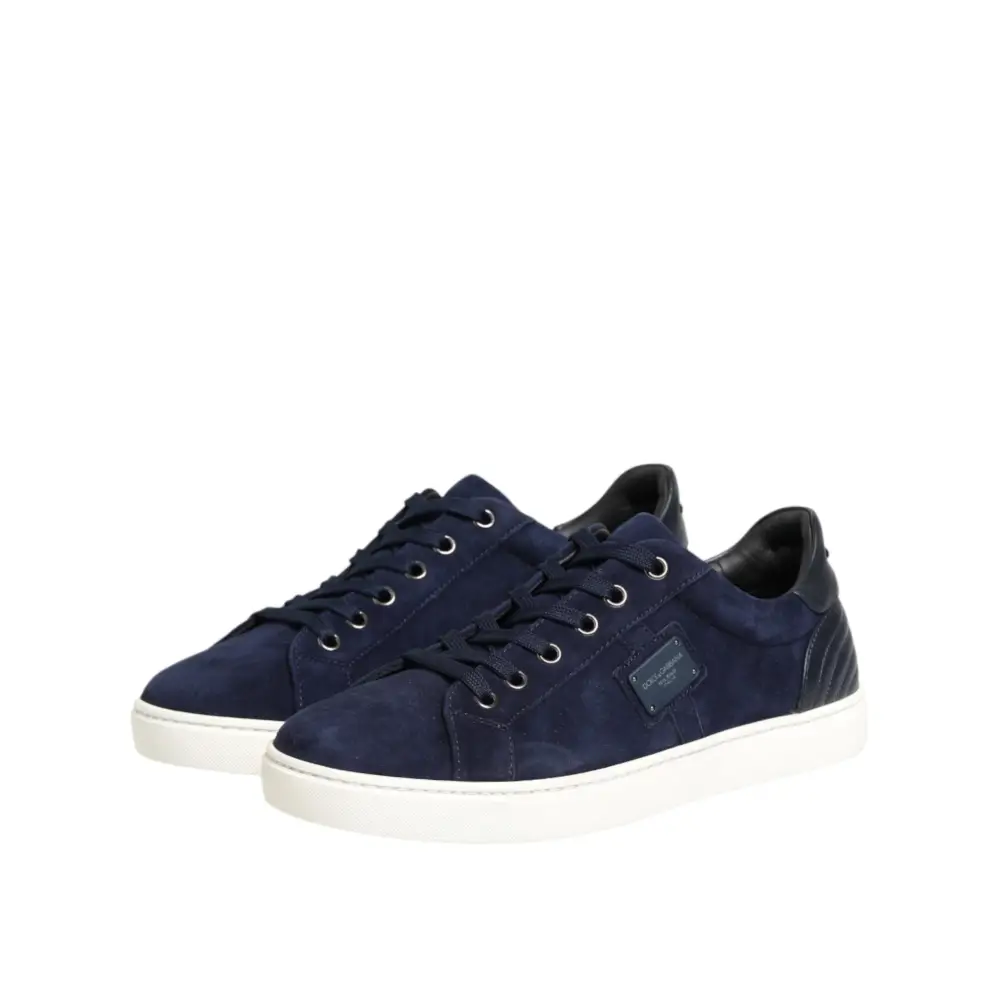 Dolce & Gabbana Blaue Wildleder-Sneaker aus Leder