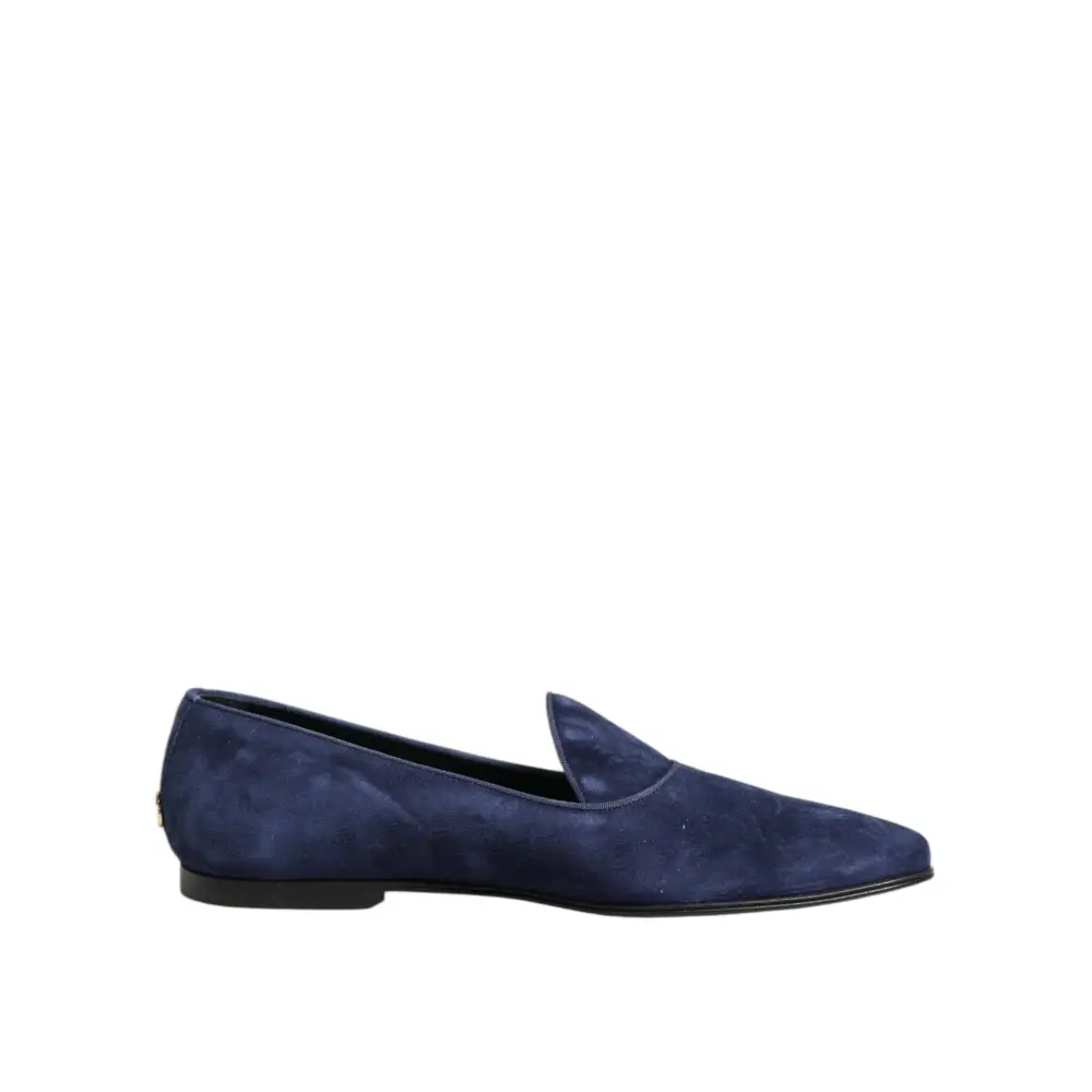 Dolce & Gabbana Blauer Samt DG Logo Loafers Formelle Schuhe - EU44/US11