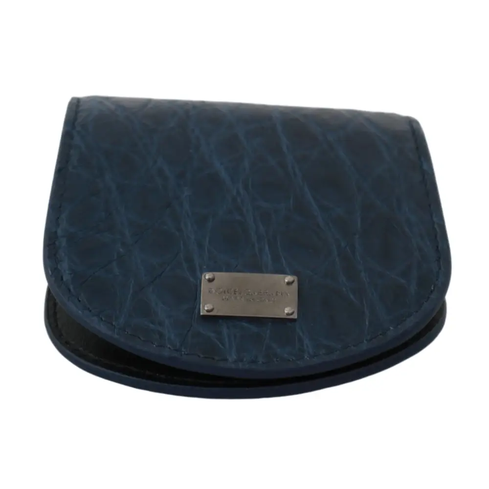 Dolce & Gabbana Blauer Taschenhalter Geldbörse Blau Exotische Haut Kondom Etui