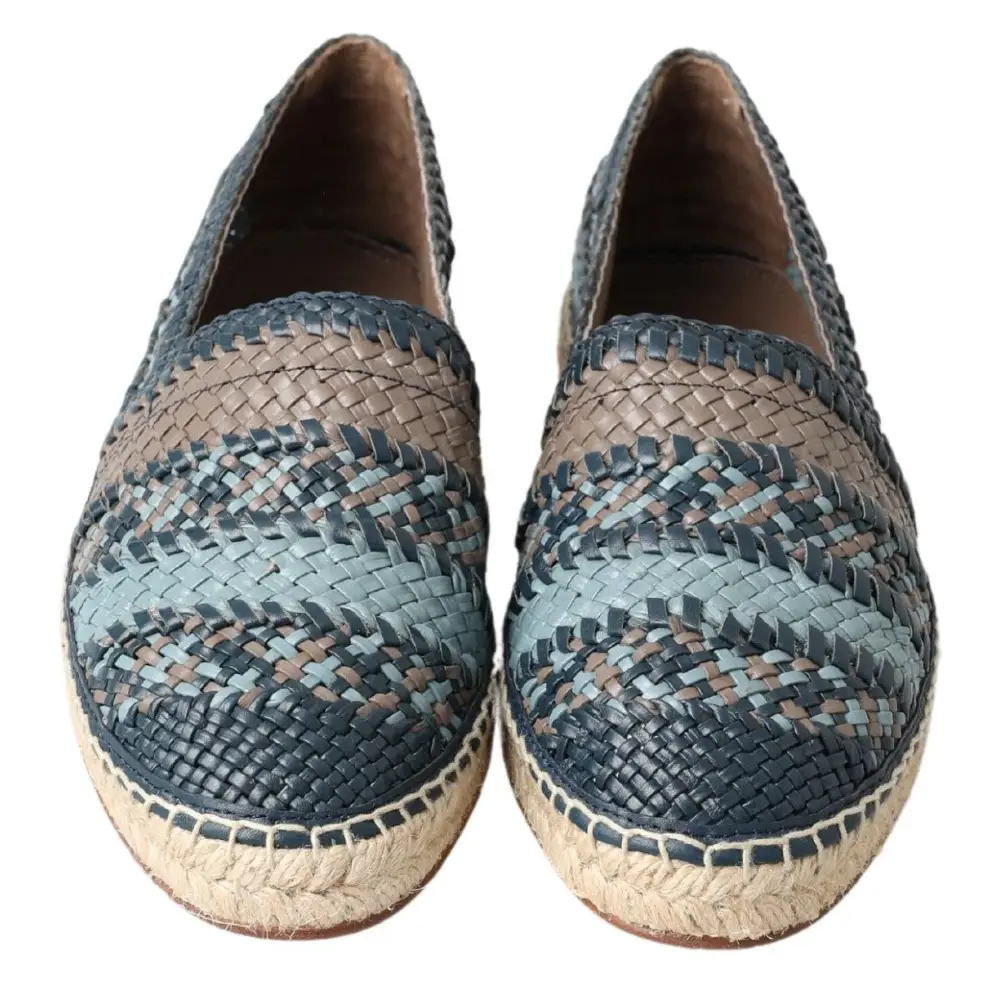 Dolce & Gabbana Blaugraue Leder Espadrille-Schuhe von Buffalo