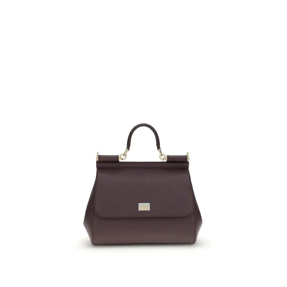 Dolce & Gabbana Bordeaux Calf Leather Bos Taurus Schultertasche