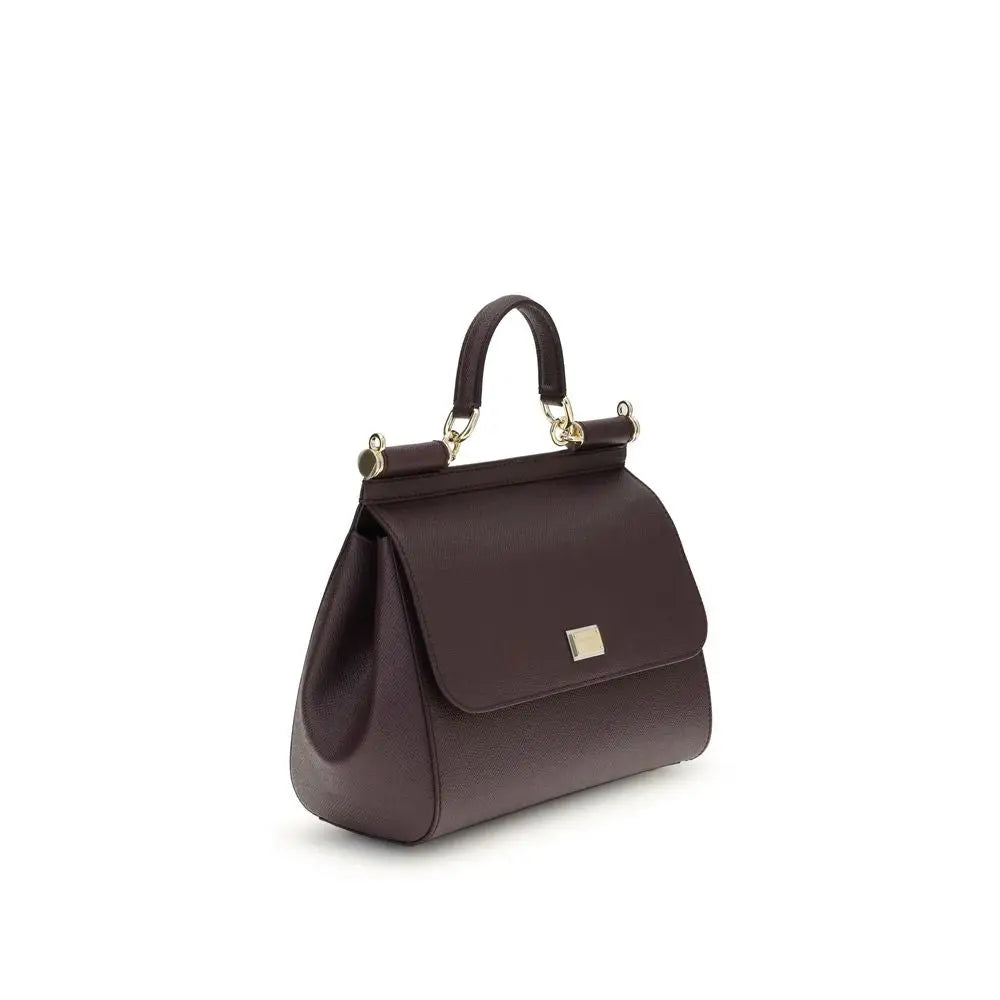 Dolce & Gabbana Bordeaux Calf Leather Bos Taurus Schultertasche