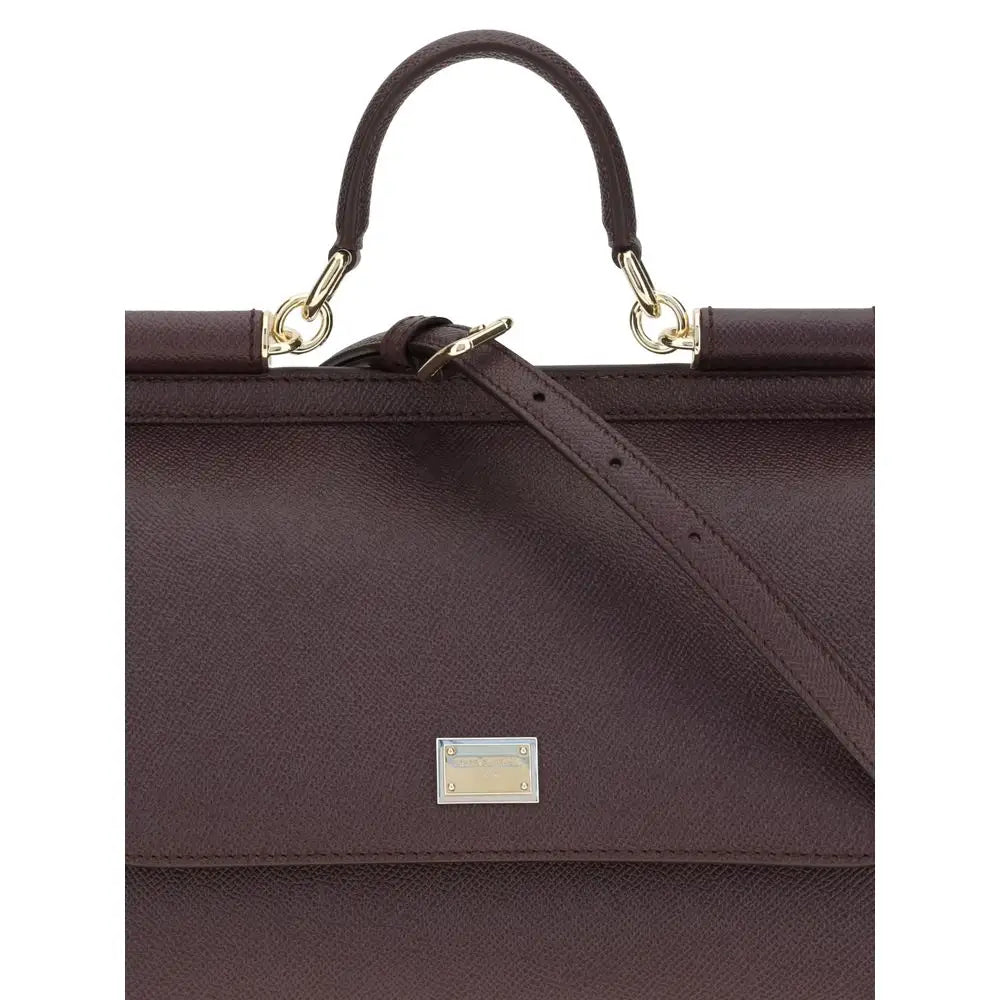 Dolce & Gabbana Bordeaux Calf Leather Bos Taurus Schultertasche
