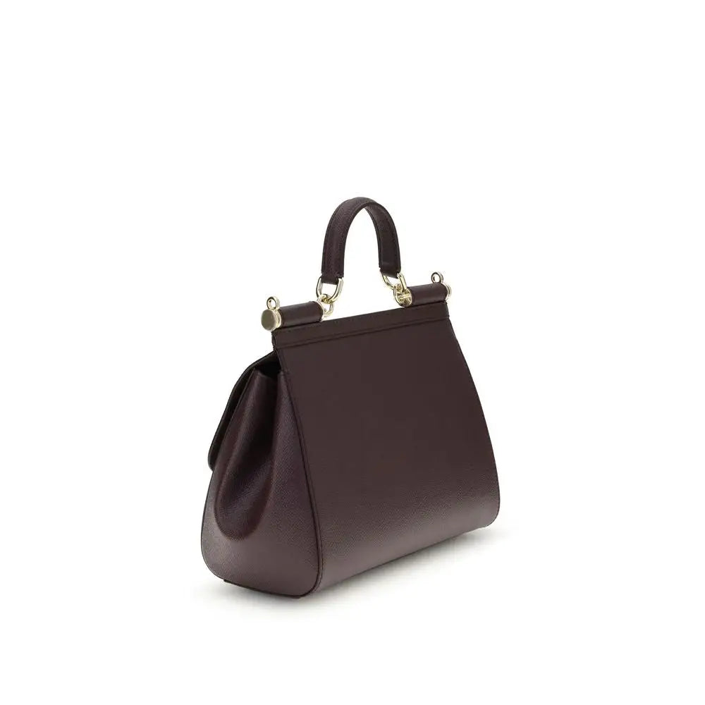 Dolce & Gabbana Bordeaux Calf Leather Bos Taurus Schultertasche