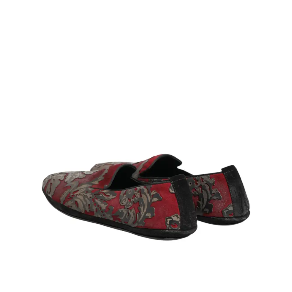 Dolce & Gabbana Bordeaux Jacquard Leder-Loafer zum Hineinschlüpfen - EU44/US11