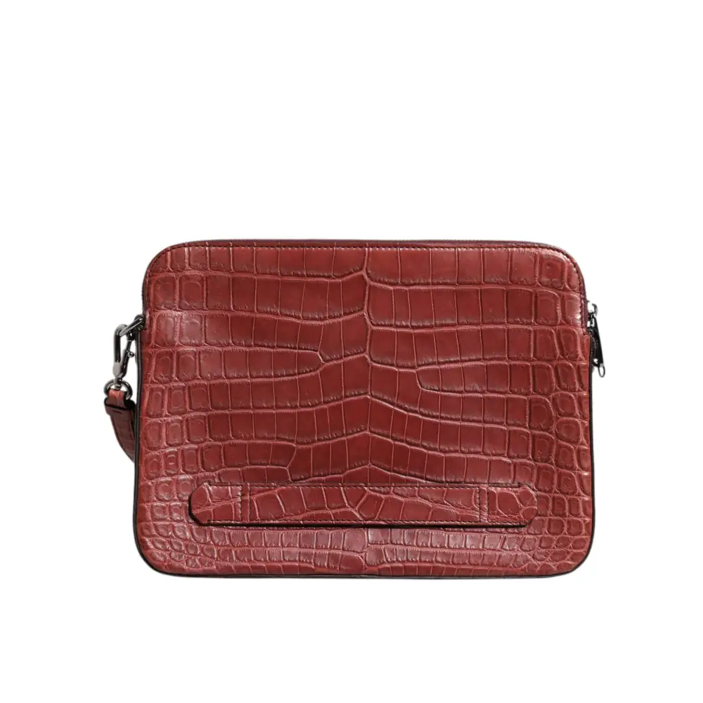 Dolce & Gabbana Bordeaux Krokoleder Logo-Plakette Herren Aktentasche Tasche