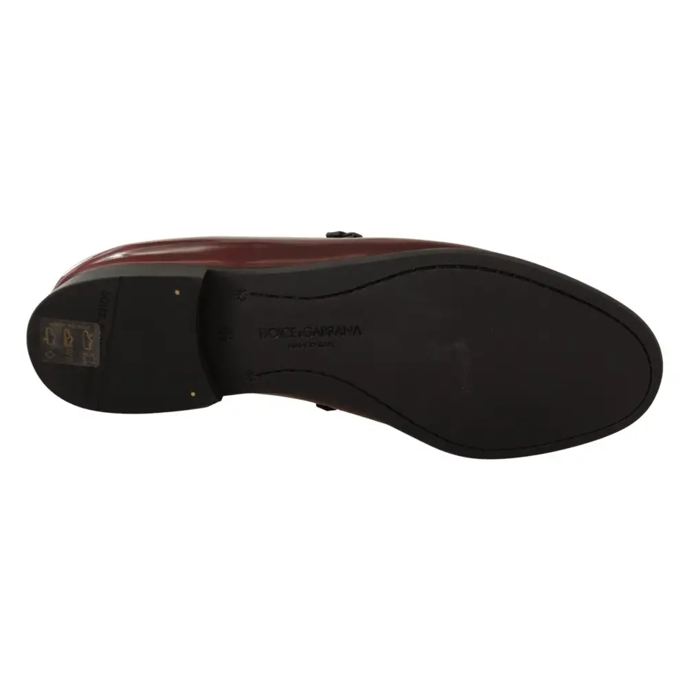 Dolce & Gabbana Bordeaux Lackleder Kleid Loafers Schuhe - EU40.5/US7.5