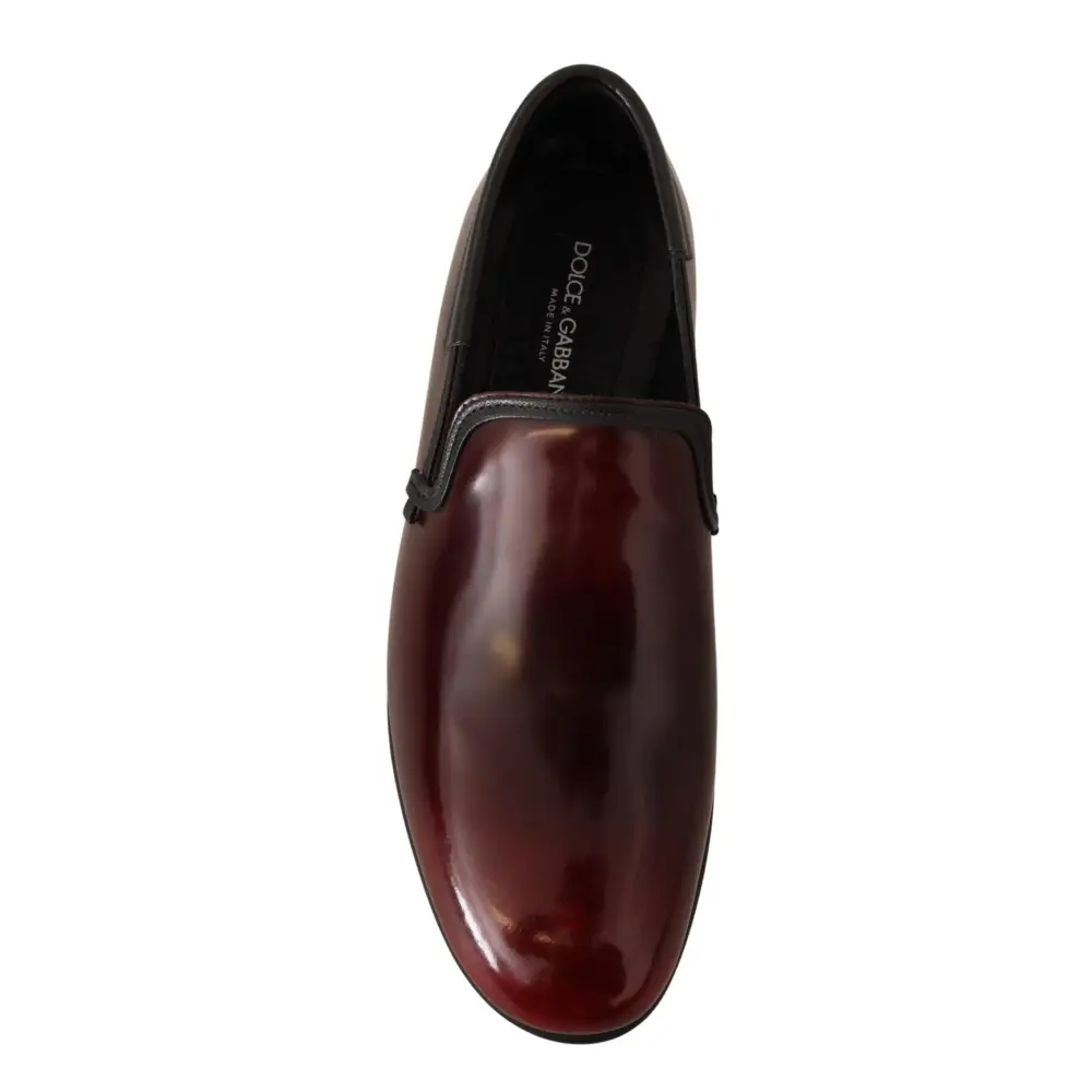 Dolce & Gabbana Bordeaux Lackleder Kleid Loafers Schuhe - EU40.5/US7.5