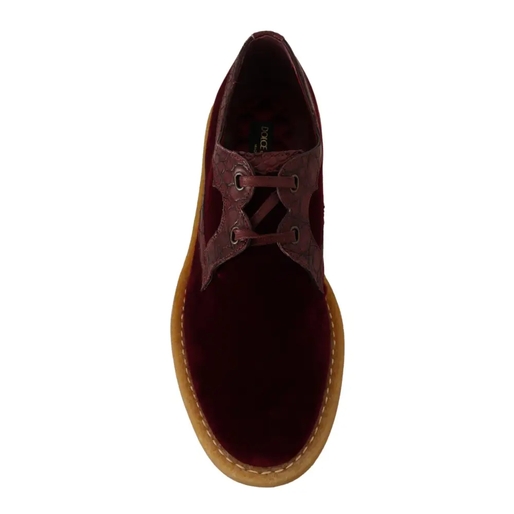 Dolce & Gabbana Bordeaux Samt Exotische Lederschuhe - EU44/US11