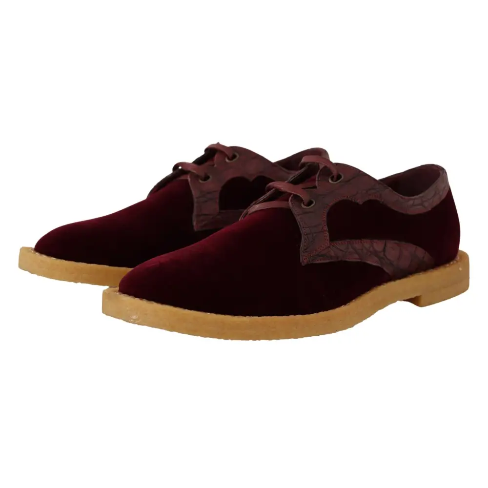 Dolce & Gabbana Bordeaux Samt Exotische Lederschuhe - EU44/US11
