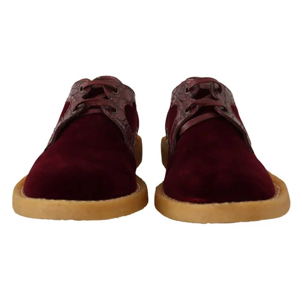Dolce & Gabbana Bordeaux Samt Exotische Lederschuhe - EU44/US11