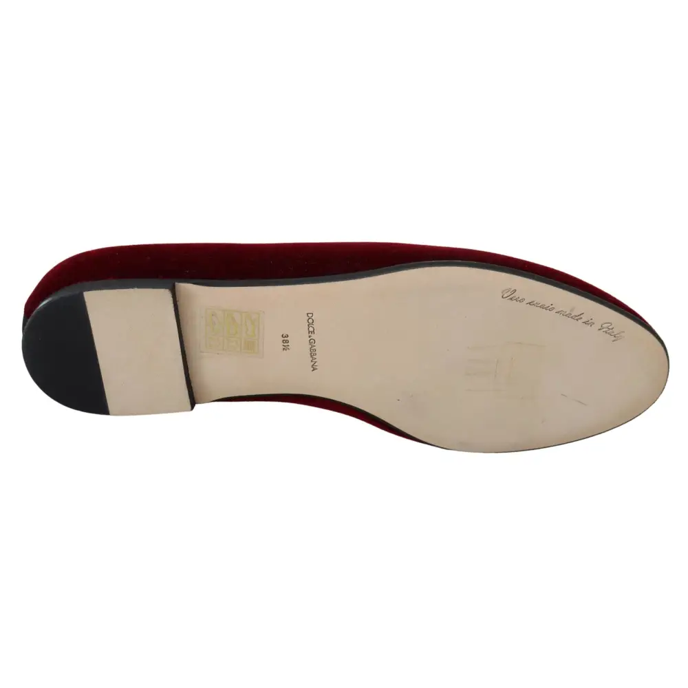 Dolce & Gabbana Bordeaux Samt Slip-On Loafers Flache Schuhe - EU35.5/US5