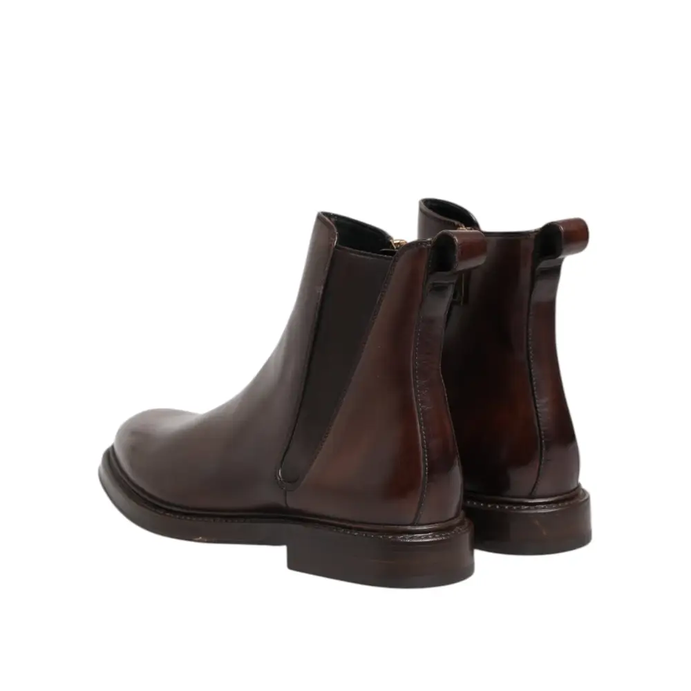 Dolce & Gabbana Braun Chelsea Leder Mid Calf Stiefel Schuhe