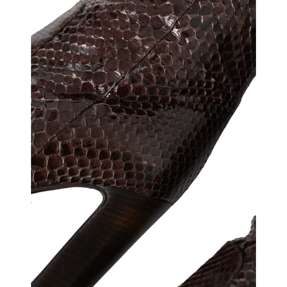 Dolce & Gabbana Braun Exotische Leder Absätze Hohe Stiefel Schuhe