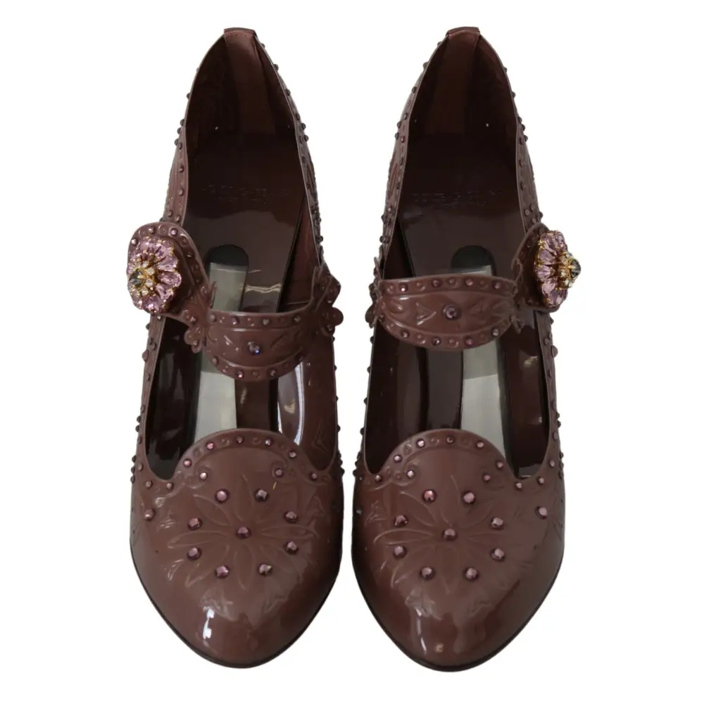 Dolce & Gabbana Braun Floral Kristall CINDERELLA Heels Schuhe - EU40/US9.5