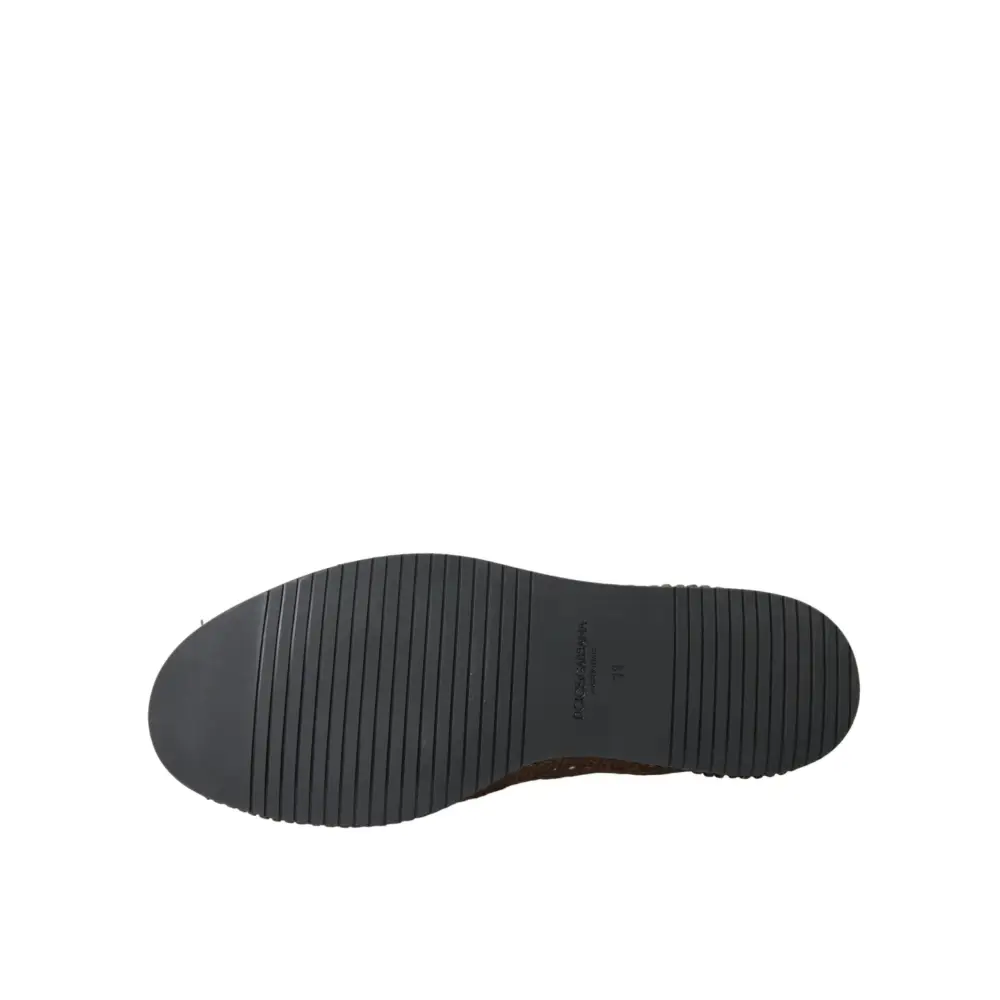 Dolce & Gabbana Braun gewebtes Leder Loafers Freizeitschuhe - EU41/US8