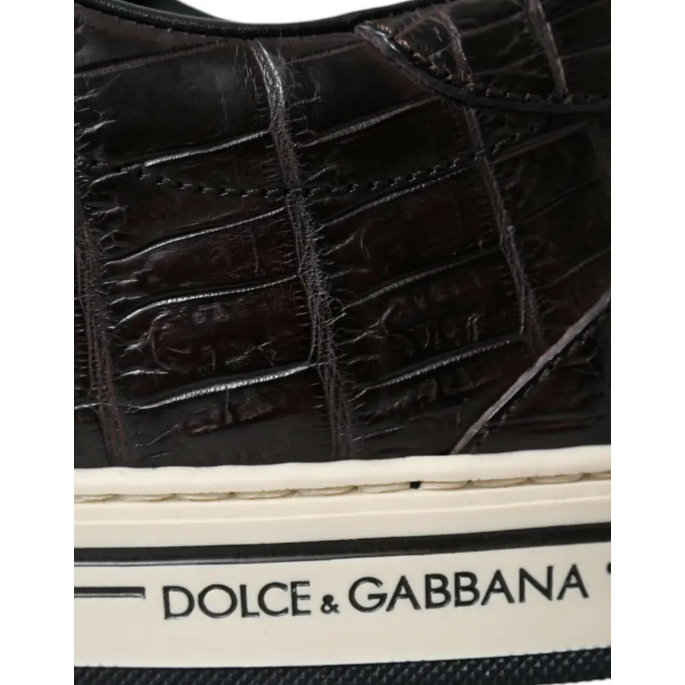 Dolce & Gabbana Braun Kroko Exotische Leder Männer Casual Turnschuhe Schuhe - EU39/US6