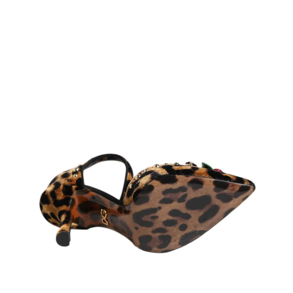 Dolce & Gabbana Braun Leopard Crystal Roses Pumps Schuhe