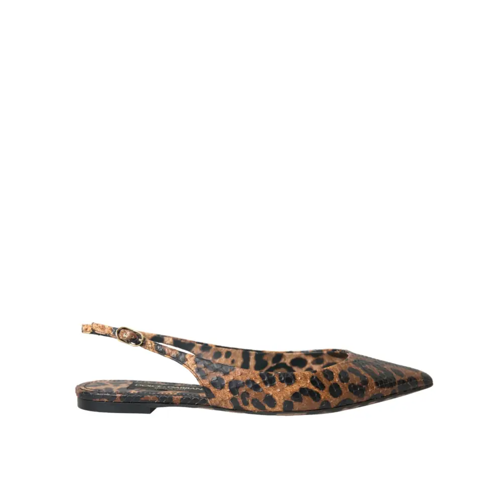 Dolce & Gabbana Braun Leopard Exotische Haut Slingback Schuhe - EU39/US8.5