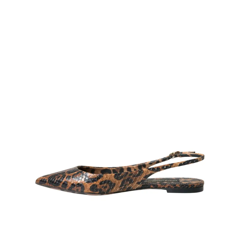 Dolce & Gabbana Braun Leopard Exotische Haut Slingback Schuhe - EU39/US8.5