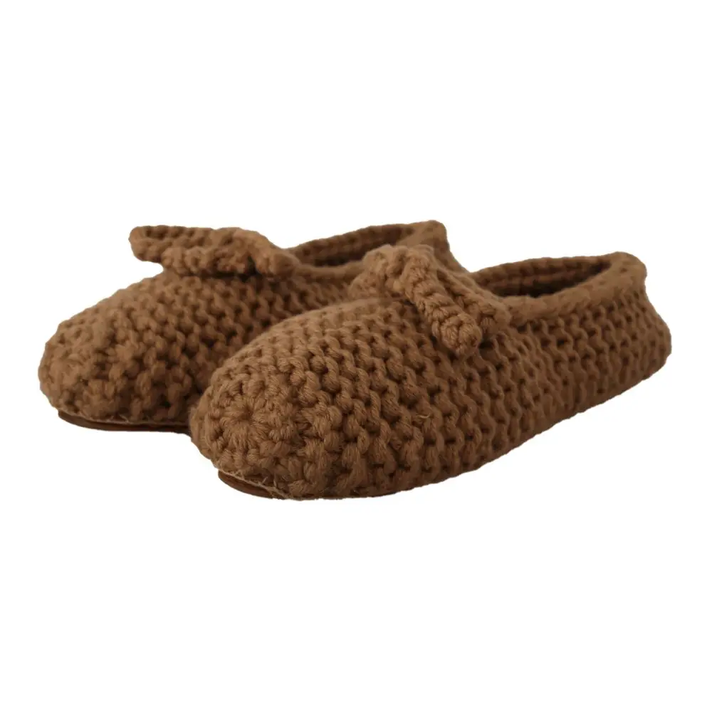 Dolce & Gabbana Braun Slip On Ballerina Flats Wolle stricken Schuhe