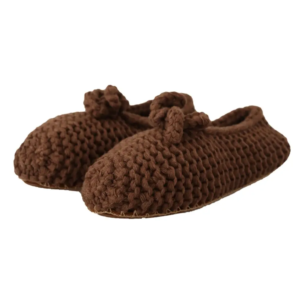 Dolce & Gabbana Braun Slip On Ballerina Flats Wolle stricken Schuhe - EU40/US9.5