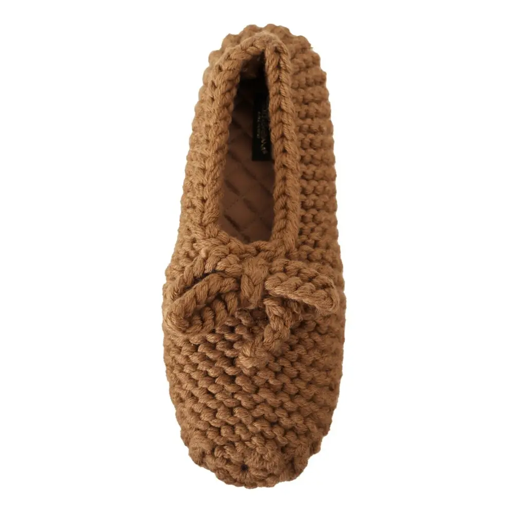 Dolce & Gabbana Braun Slip On Ballerina Flats Wolle stricken Schuhe