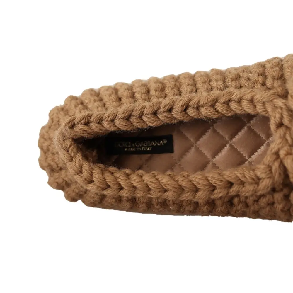 Dolce & Gabbana Braun Slip On Ballerina Flats Wolle stricken Schuhe