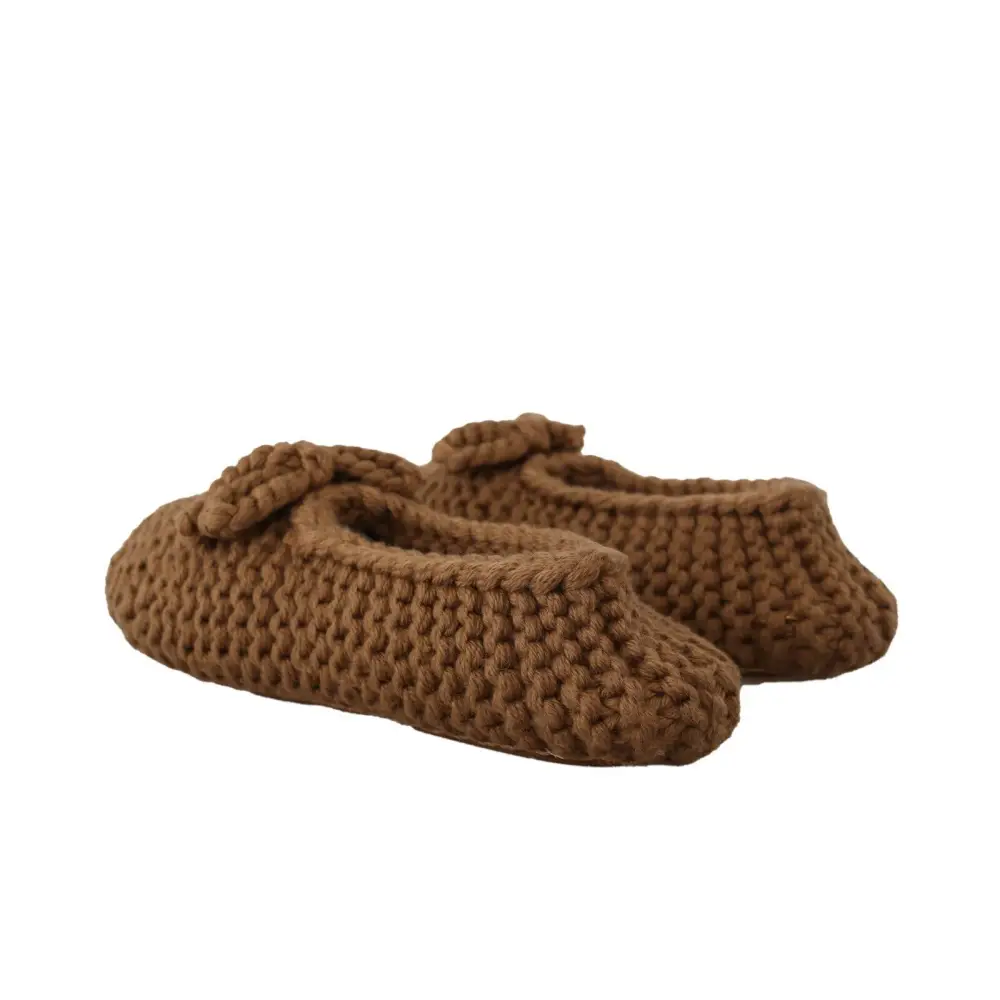 Dolce & Gabbana Braun Slip On Ballerina Flats Wolle stricken Schuhe