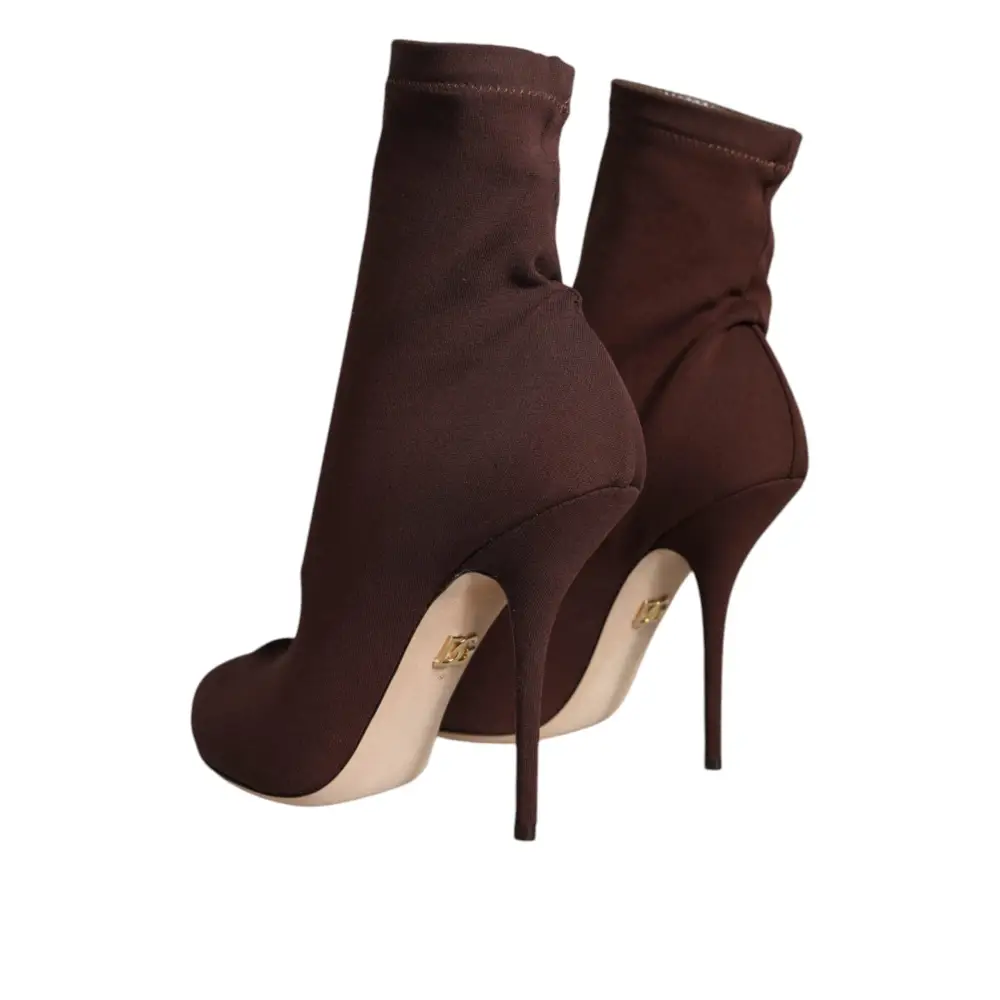Dolce & Gabbana Braun Stiletto Heels Socken Stiefeletten Schuhe - EU39/US8.5