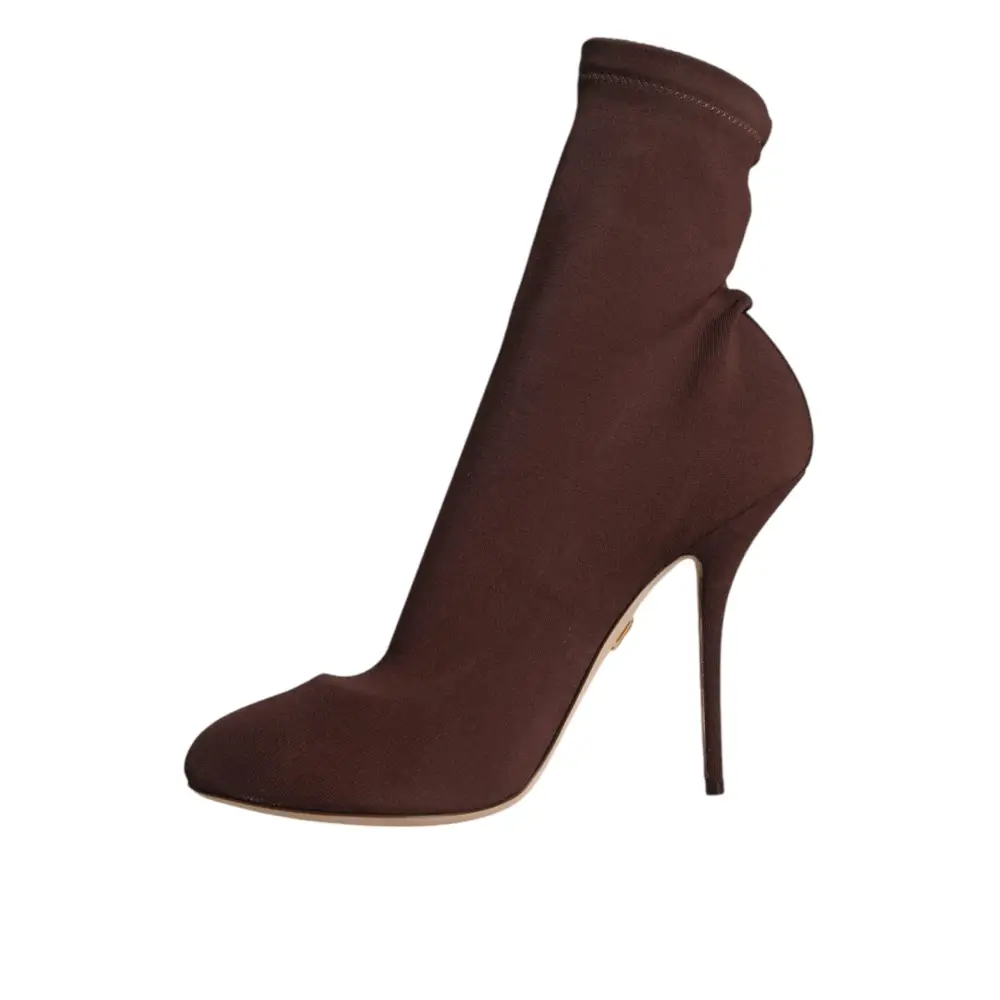 Dolce & Gabbana Braun Stiletto Heels Socken Stiefeletten Schuhe - EU39/US8.5