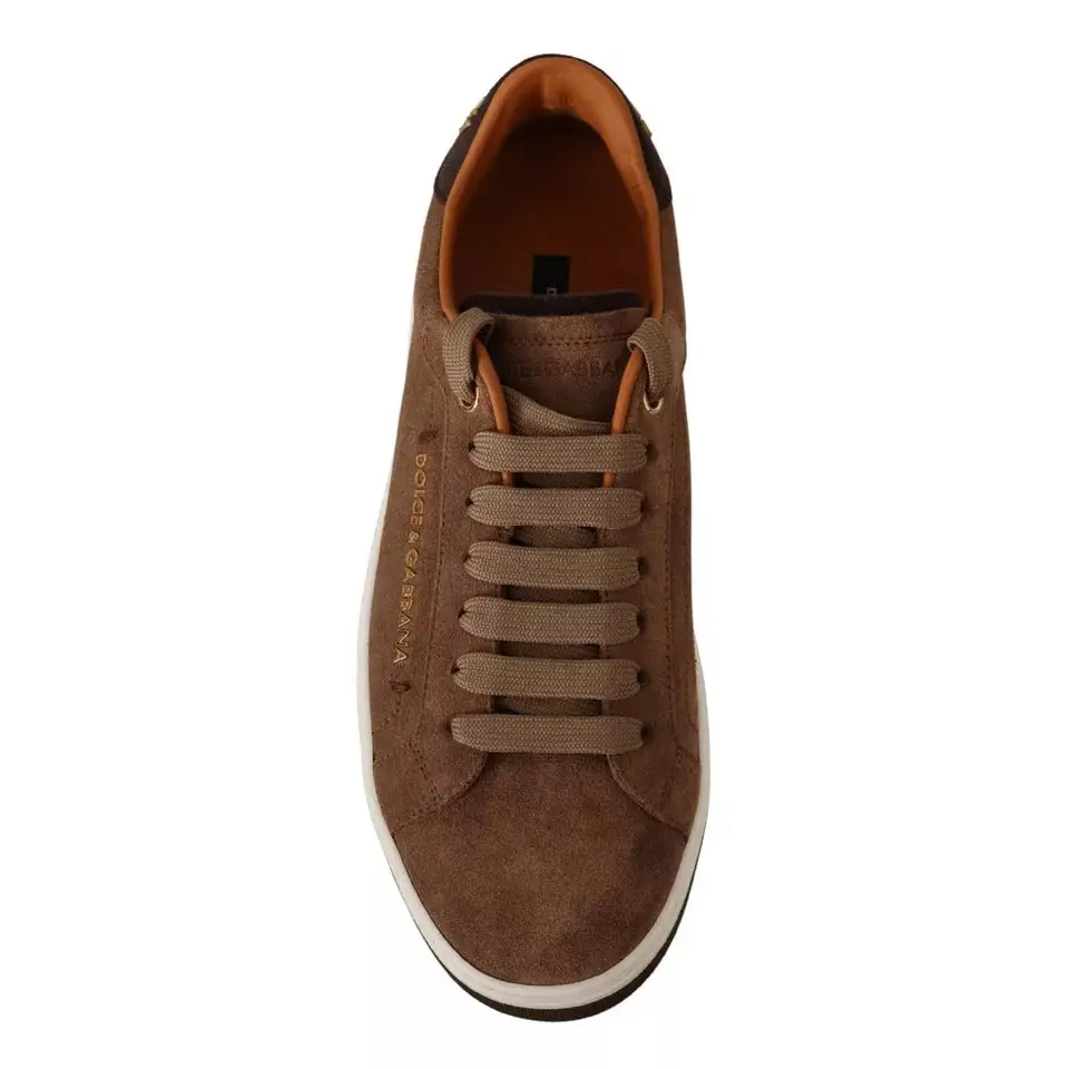 Dolce & Gabbana Braun Wildleder Logo Low Top Sneakers Männer Schuhe - EU39/US6