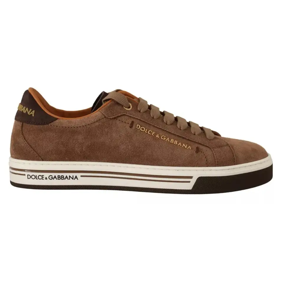 Dolce & Gabbana Braun Wildleder Logo Low Top Sneakers Männer Schuhe - EU39/US6
