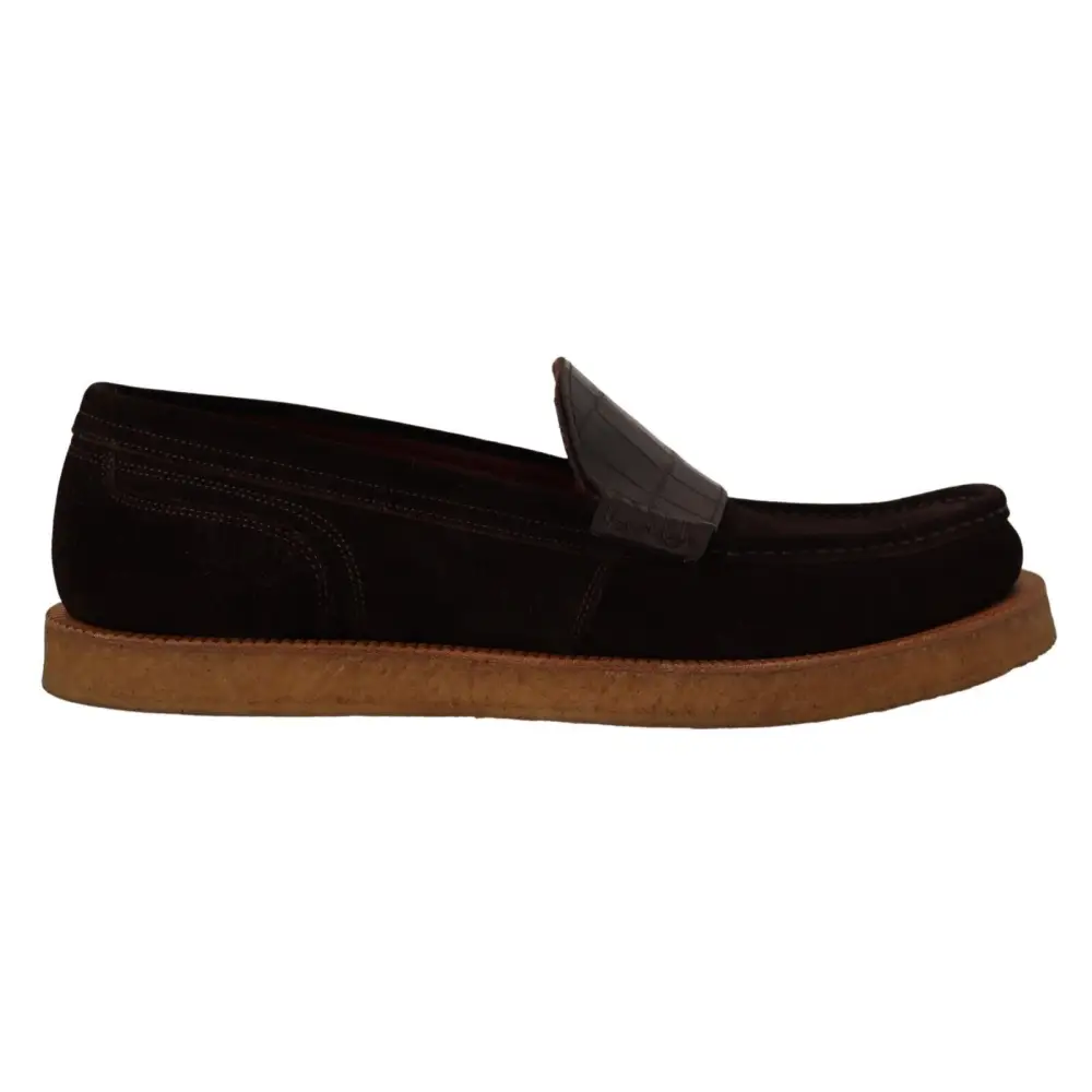 Dolce & Gabbana Braun Wildleder Slip On Flats Mokassin Schuhe - EU44/US11