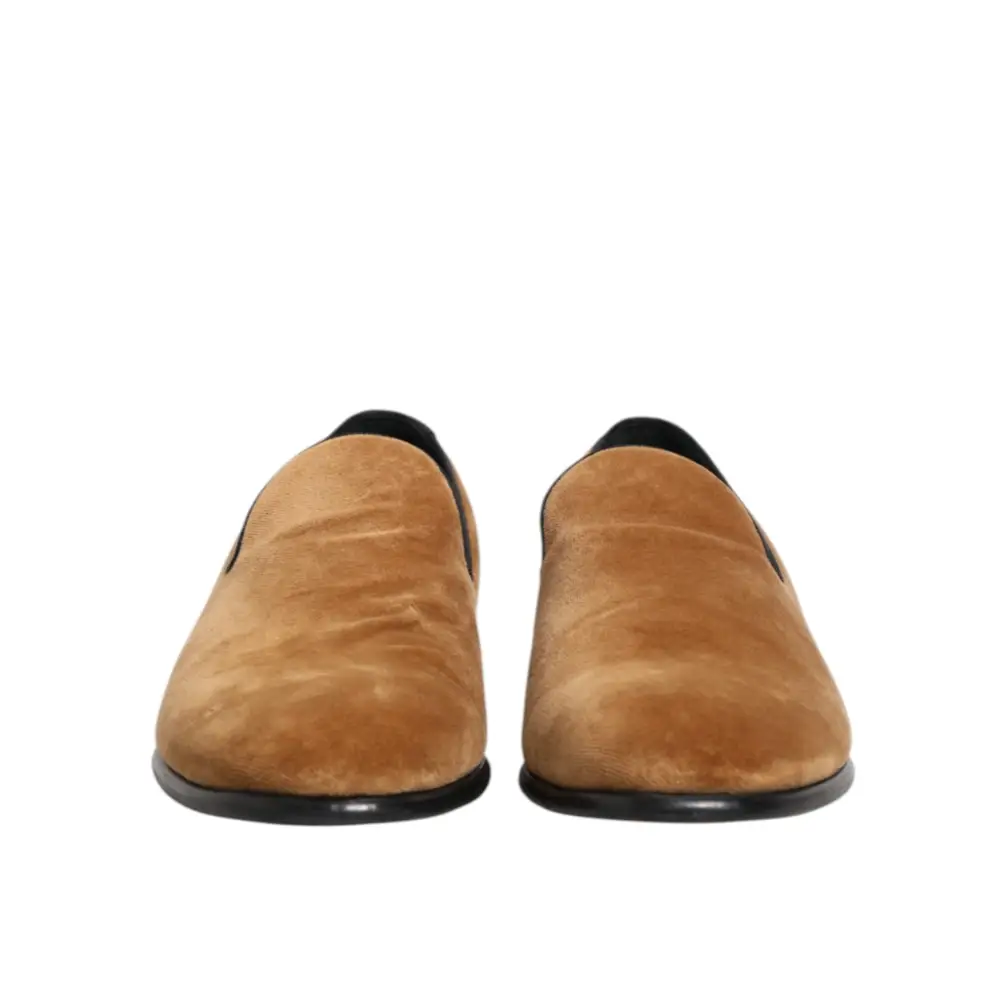 Dolce & Gabbana Braun Wildleder Slip On Männer Loafers Formale Schuhe - EU44/US11