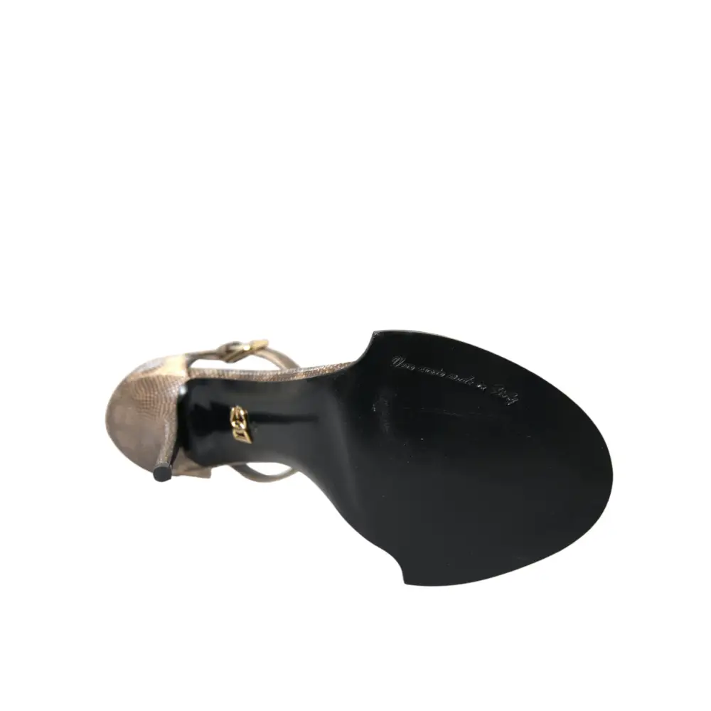 Dolce & Gabbana Braune Exotische Leder Kristall Sandalen Schuhe - EU39/US8.5