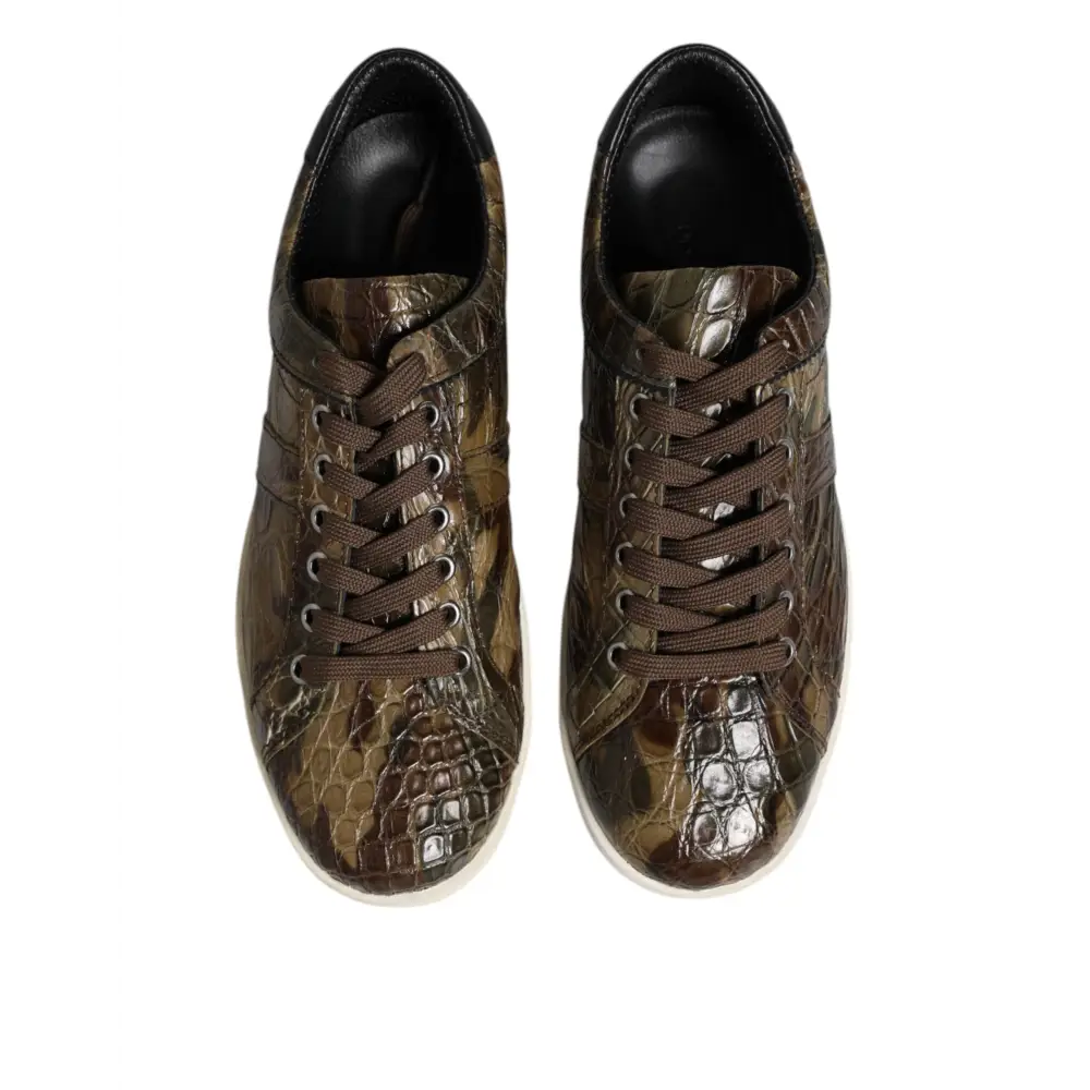 Dolce & Gabbana Braune Exotische Leder Low Top Sneakers Schuhe - EU40/US7