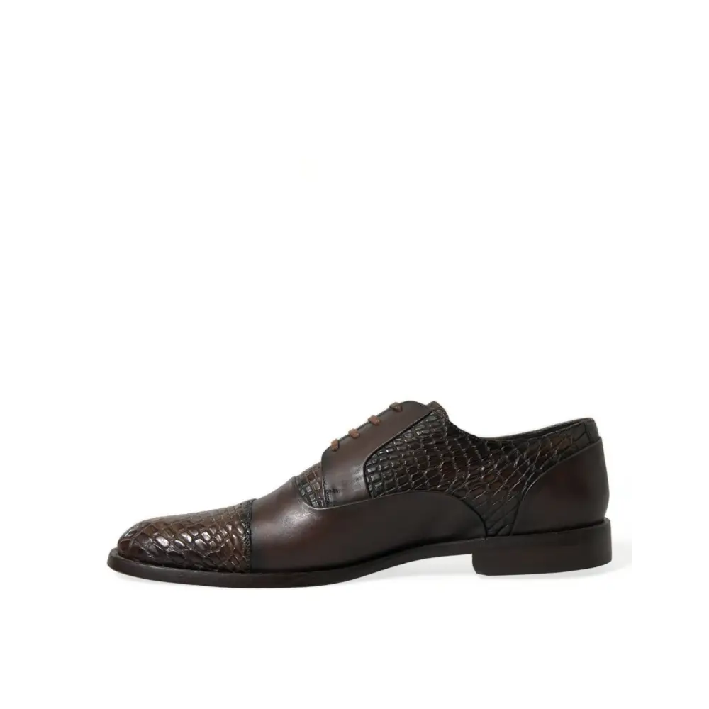 Dolce & Gabbana Braune Exotische Leder Schnürschuhe Oxford Dress Schuhe - EU41/US8