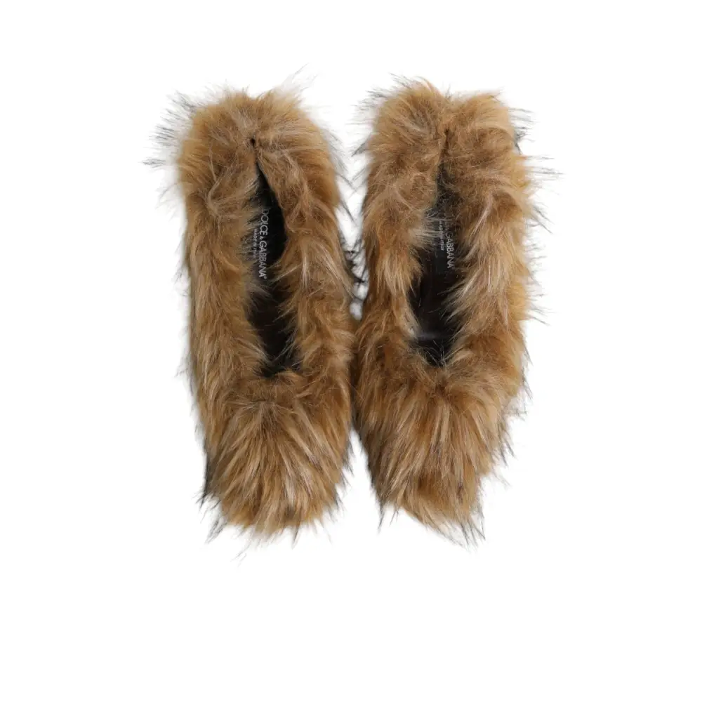 Dolce & Gabbana Braune Fellleder-Pumps mit hohem Absatz - EU39/US8.5