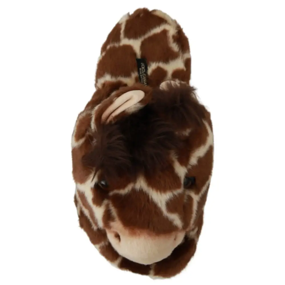 Dolce & Gabbana Braune Giraffe Hausschuhe Flache Sandalen Schuhe - EU35/US4.5