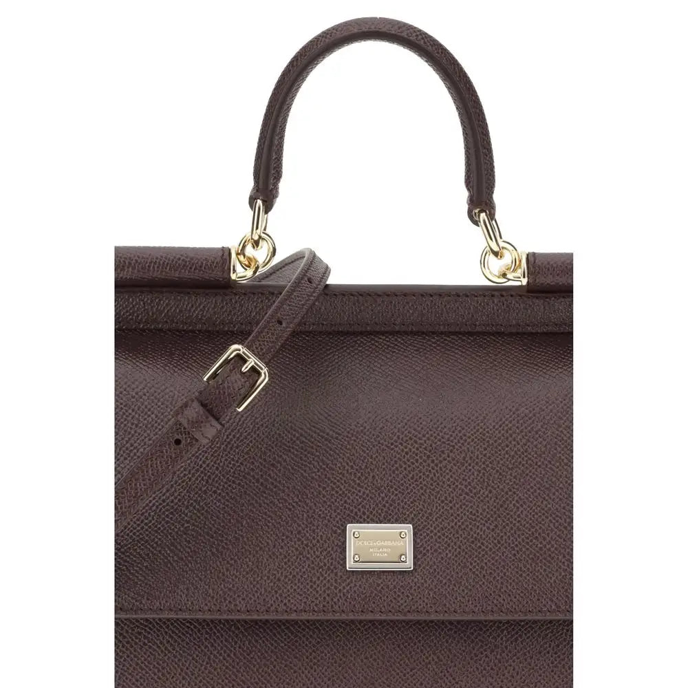 Dolce & Gabbana Braune Kalbsleder Bos Taurus Schultertasche