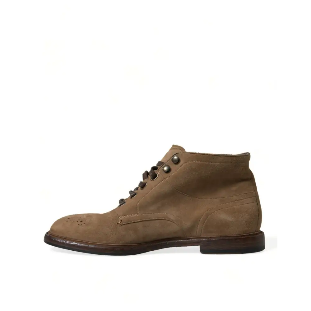 Dolce & Gabbana Braune Leder Schnürstiefel Schuhe - EU41.5/US8.5