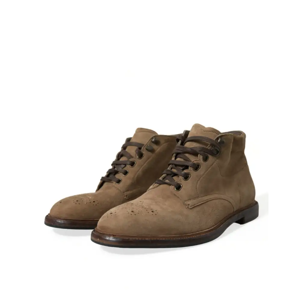 Dolce & Gabbana Braune Leder Schnürstiefel Schuhe - EU41.5/US8.5