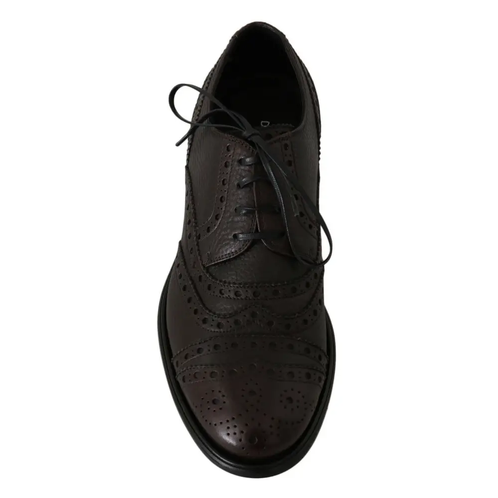 Dolce & Gabbana Braune Leder Wingtip Derby Formelle Schuhe - EU39/US6