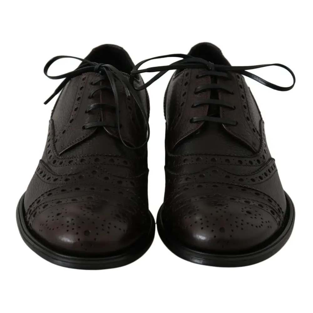 Dolce & Gabbana Braune Leder Wingtip Derby Formelle Schuhe - EU39/US6